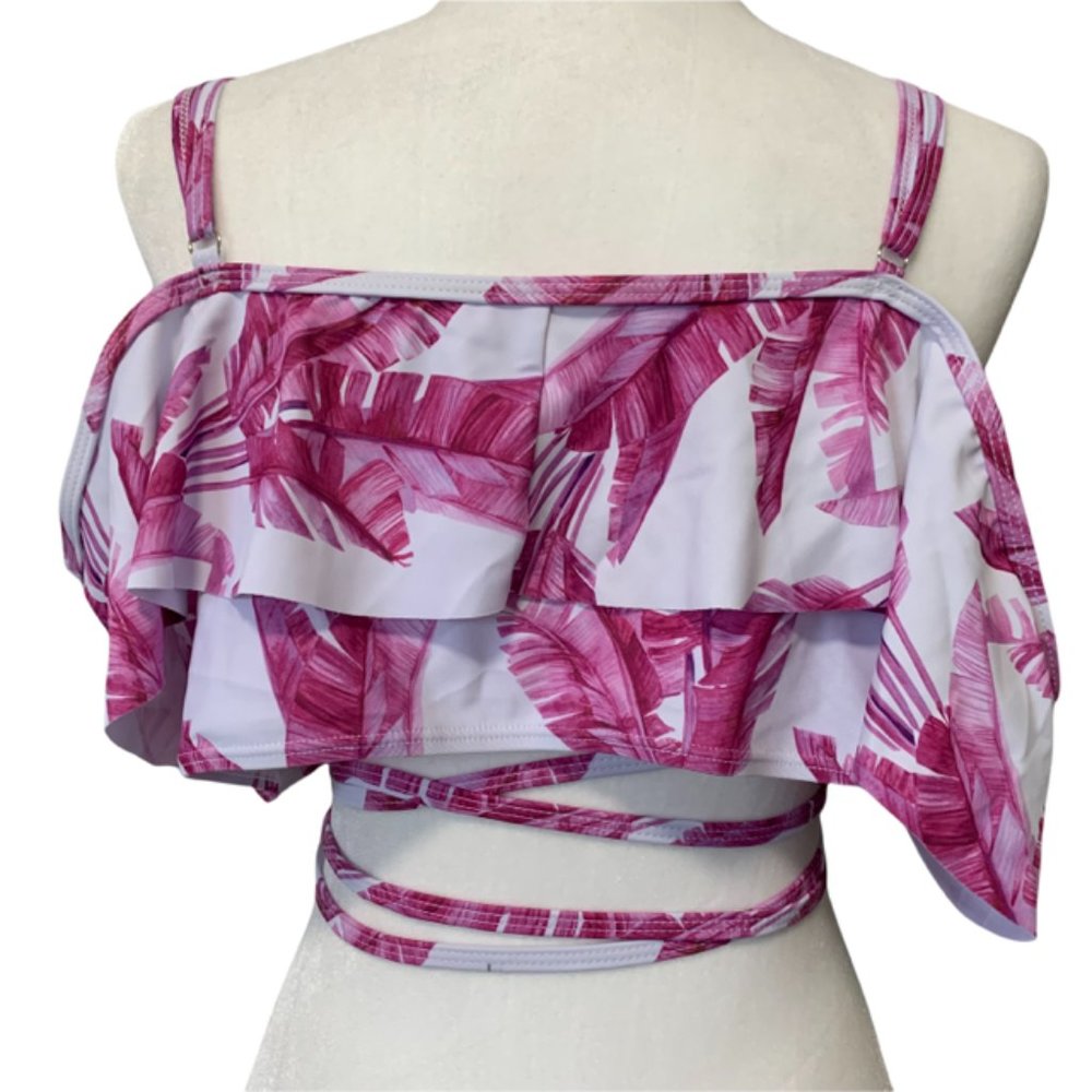 Pink and White Leaf Bikini 4XL - Picture 2 of 7